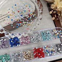 Hộp Chamr đá nhiều màu sắc, Nhiều kiểu dáng , Khoảng 1440 Chiếc, Đá đáy phẳng Sáng Bóng, Đồ Trang Tri Móng Tay... 9