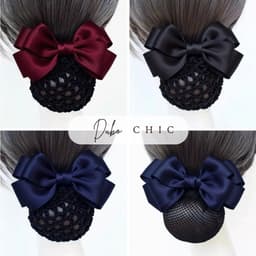 Cặp tóc nơ công sở DUBOCHIC 10cm chùm tóc lưới quà tặng kẹp tóc văn phòng 1