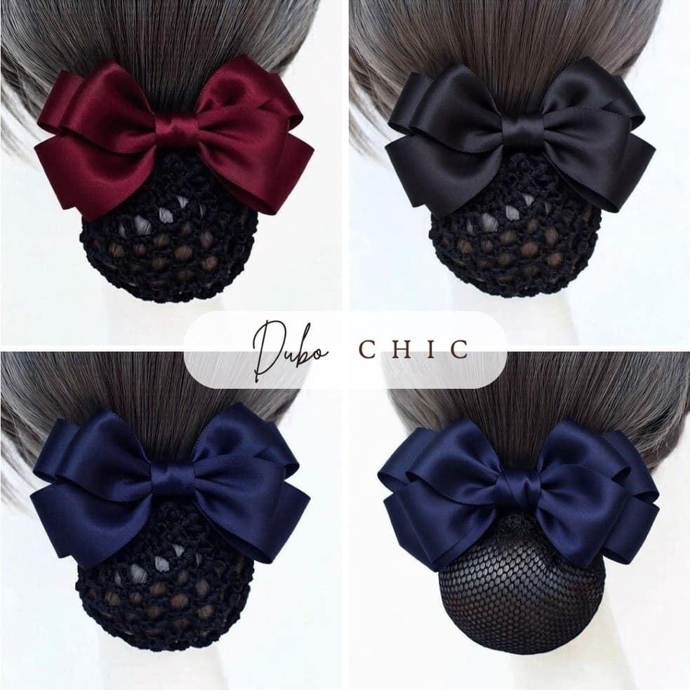 Cặp tóc nơ công sở DUBOCHIC 10cm chùm tóc lưới quà tặng kẹp tóc văn phòng