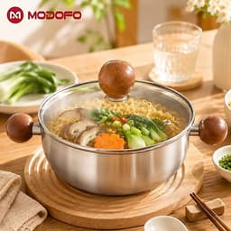 MODOFO Nồi Inox 304 Mini 16cm - Nồi Nấu Mì, Luộc Trứng, Nấu Cháo, Nồi Nhỏ 1 Người Dùng 4