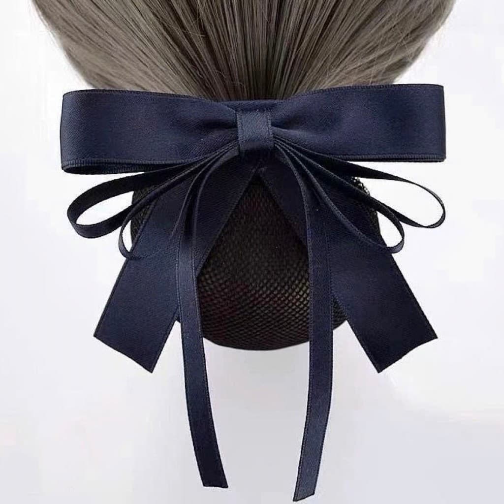 Kẹp tóc nơ có lưới búi tóc gọn gàng DUBOCHIC 10cm thời trang văn phòng tiếp viên