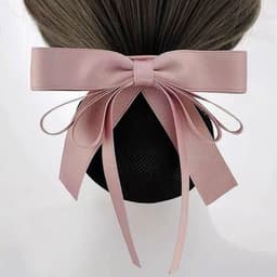 Kẹp tóc nơ có lưới búi tóc gọn gàng DUBOCHIC 10cm thời trang văn phòng tiếp viên 5