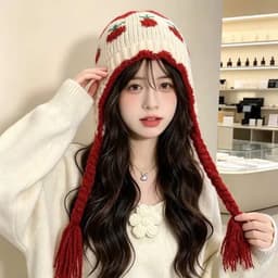 Mũ len dệt kim nữ, phong cách thu đông ấm áp, bảo vệ tai khi đi xe đạp 6