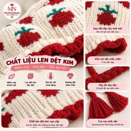 Mũ len dệt kim nữ, phong cách thu đông ấm áp, bảo vệ tai khi đi xe đạp 2