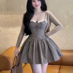 Đầm 2 dây hoạ tiết nhiều mẫu kèm khoác 3
