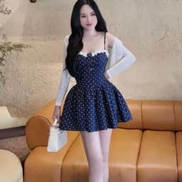 Đầm 2 dây hoạ tiết nhiều mẫu kèm khoác 5