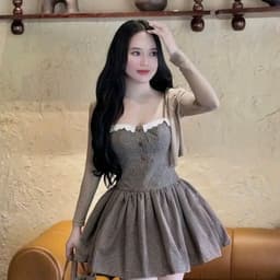 Đầm 2 dây hoạ tiết nhiều mẫu kèm khoác 7