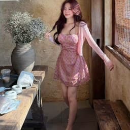 Đầm 2 dây chất lụa hoa có mút ngực phối khoác ngoài cùng màu 6