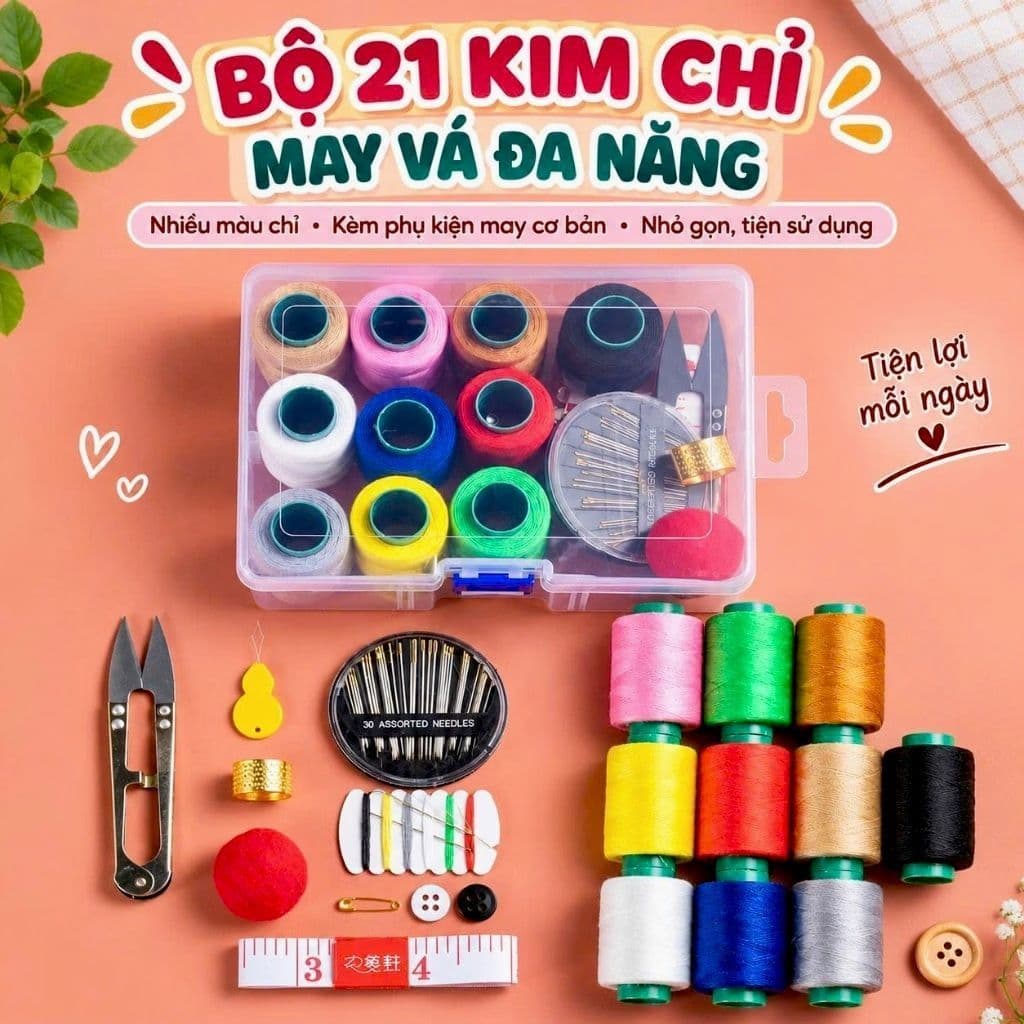 Bộ Kim Chỉ May Vá Đa Năng Kèm Hộp Nhựa Trong Suốt Tiện Lợi Cho Gia Đình