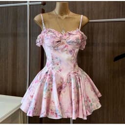 Đầm lụa hoa hồng trễ vai dáng xoè cúp ngực 5