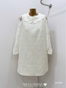 <Đầm bầu Quynhanhhouse> (NH CLOTHING) Váy dạ cổ bèo tay ren M11999 sm 5