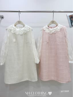 <Đầm bầu Quynhanhhouse> (NH CLOTHING) Váy dạ cổ bèo tay ren M11999 sm 3