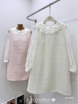 <Đầm bầu Quynhanhhouse> (NH CLOTHING) Váy dạ cổ bèo tay ren M11999 sm 4