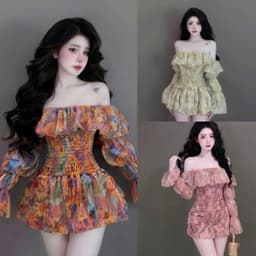 Đầm body mocking trễ vai tay dài 1