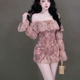 Đầm body mocking trễ vai tay dài 6