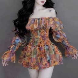 Đầm body mocking trễ vai tay dài 8