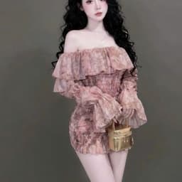 Đầm body mocking trễ vai tay dài 7