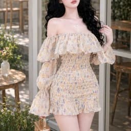 Đầm body mocking trễ vai tay dài 9