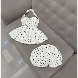 Set áo cúp ngực dây yếm loe xoè nhẹ kèm quần ngắn bo chun y hình 5