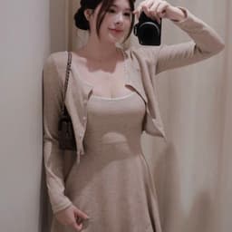 (BIGSIZE ) VN169 Set váy 2s basic viền ren phối khoác cardigan dáng xoè tôn dáng daily hằng ngày by CarrotShop 3