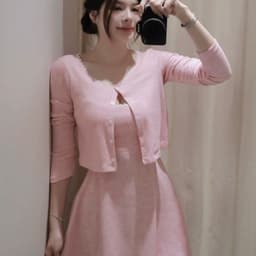 (BIGSIZE ) VN169 Set váy 2s basic viền ren phối khoác cardigan dáng xoè tôn dáng daily hằng ngày by CarrotShop 2