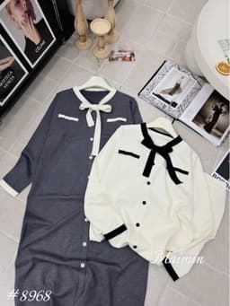<Đầm bầu Quynhanhhouse> (QC) #8968 Váy xuông cổ nơ giả túi, bầu bí bon chen ạ 7