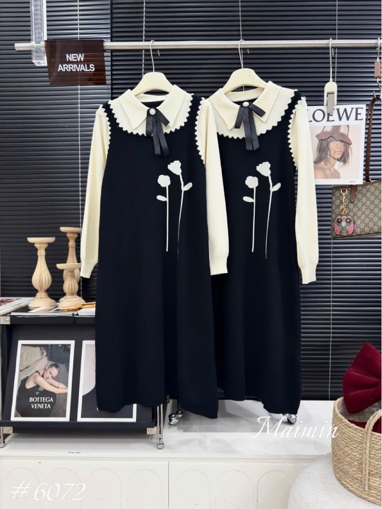 <Đầm bầu Quynhanhhouse> (QC) #6072 - 3045 Váy hoa 3d nơ freesize