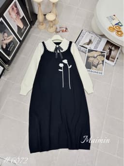 <Đầm bầu Quynhanhhouse> (QC) #6072 - 3045 Váy hoa 3d nơ freesize 4