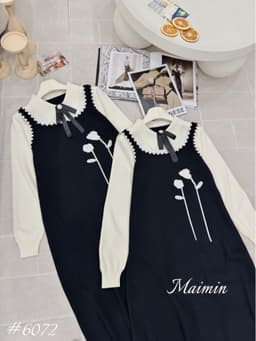 <Đầm bầu Quynhanhhouse> (QC) #6072 - 3045 Váy hoa 3d nơ freesize 7