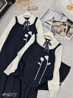 <Đầm bầu Quynhanhhouse> (QC) #6072 - 3045 Váy hoa 3d nơ freesize 6