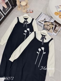 <Đầm bầu Quynhanhhouse> (QC) #6072 - 3045 Váy hoa 3d nơ freesize 9