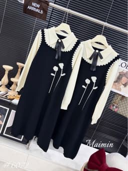 <Đầm bầu Quynhanhhouse> (QC) #6072 - 3045 Váy hoa 3d nơ freesize 3