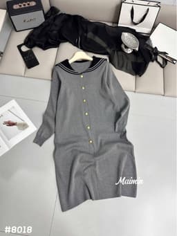 <Đầm bầu Quynhanhhouse> (QC) #8018 Váy suông khuy dọc cổ thuỷ thủ 5