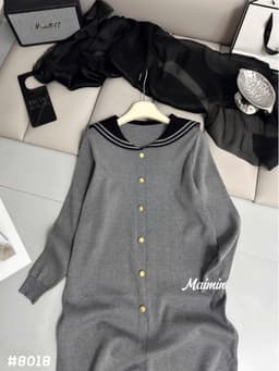 <Đầm bầu Quynhanhhouse> (QC) #8018 Váy suông khuy dọc cổ thuỷ thủ 6