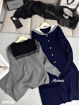 <Đầm bầu Quynhanhhouse> (QC) #8018 Váy suông khuy dọc cổ thuỷ thủ 3