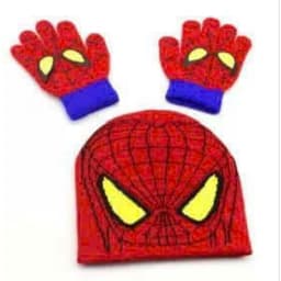 Mũ Và Găng Tay Dệt Kim Hình Người Nhện Cho Bé Trai - Mũ + găng tay - 1 set of 2, Đỏ 2