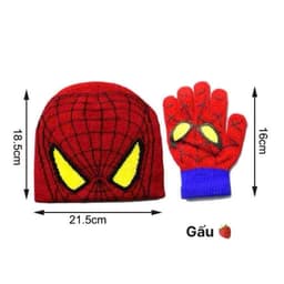 Mũ Và Găng Tay Dệt Kim Hình Người Nhện Cho Bé Trai - Mũ + găng tay - 1 set of 2, Đỏ 4