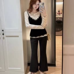 [Hàng Chuẩn L1] Set áo ren thêu hoa mỏng kèm áo yếm 2 dây nhung viền ren Maya Top - A6804 2