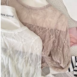[Hàng Chuẩn L1] Set áo ren thêu hoa mỏng kèm áo yếm 2 dây nhung viền ren Maya Top - A6804 8