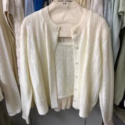 (CHIC SEOUL) Set áo khoác len ren cardigran phối voan màu kem xinh xắn phong cách Nertro HQ (ảnh thật là 3 ảnh cuối) 7