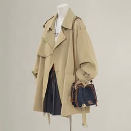 (CHIC SEOUL) Khoác mangto kaki lửng 2 lớp màu nâu trà xinh xắn phong cách Nertro Hàn Quốc (ảnh thật là 2 ảnh cuối) 4