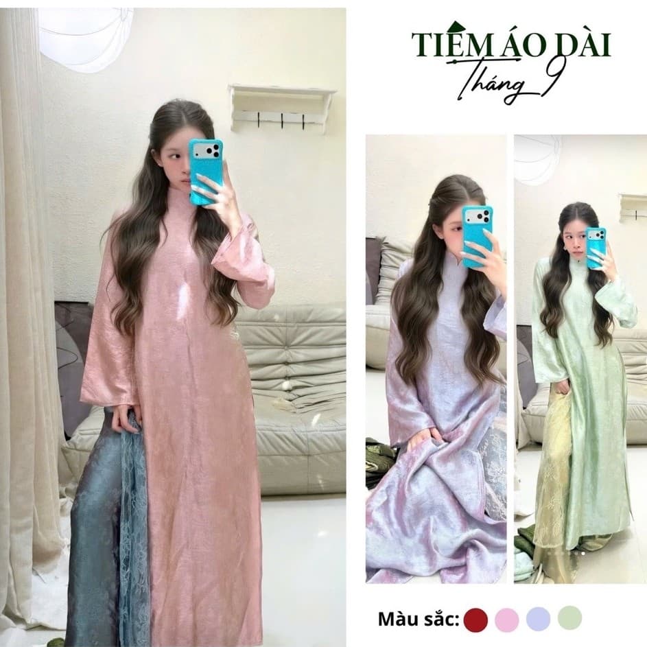 [BST 2027]_ÁO DÀI THANH SƯƠNG, Áo Dài form suông 4 tà phối ren mềm mại, chất tằm sang trọng