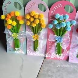 Xấp 10 cái bìa giấy cứng dùng để gắn hoa, bìa thiệp giấy cài hoa có quai cầm cực xinh xắn, cực thơ (không kèm hoa) 8