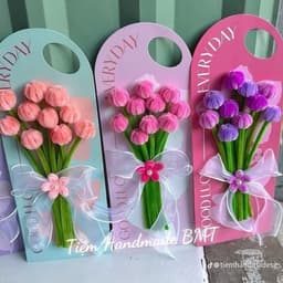 Xấp 10 cái bìa giấy cứng dùng để gắn hoa, bìa thiệp giấy cài hoa có quai cầm cực xinh xắn, cực thơ (không kèm hoa) 9