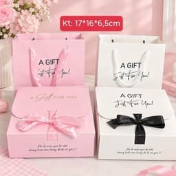 [TẶNG THIỆP+Hoa]Hộp Đựng Quà Màu Hồng Cao Cấp, Dạng Kéo Kèm Nơ Sang Trọng, Đựng Son, Nước Hoa, Túi Xách 5