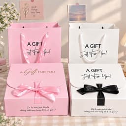 [TẶNG THIỆP+Hoa]Hộp Đựng Quà Màu Hồng Cao Cấp, Dạng Kéo Kèm Nơ Sang Trọng, Đựng Son, Nước Hoa, Túi Xách 1