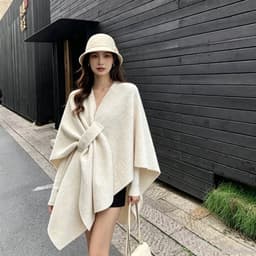 (CHIC SEOUL) Áo khoác khăn len dạ đai cài 3 màu nâu đậm/nâu xám/trắng phong cách Nertro HQ (ảnh thật là 2 ảnh cuối) 4