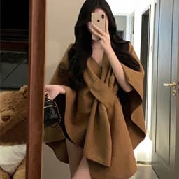 (CHIC SEOUL) Áo khoác khăn len dạ đai cài 3 màu nâu đậm/nâu xám/trắng phong cách Nertro HQ (ảnh thật là 2 ảnh cuối) 6