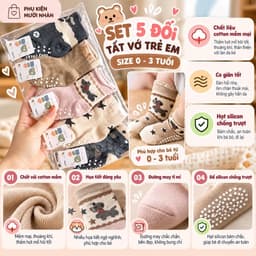 Combo 5/10 Đôi Tất Tập Đi, Vớ Chống Trơn Trượt Có Cao Su Bé Trai Gái Từ 0-3Tuổi 3
