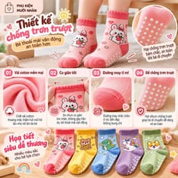 Combo 5/10 Đôi Tất Tập Đi, Vớ Chống Trơn Trượt Có Cao Su Bé Trai Gái Từ 0-3Tuổi 5